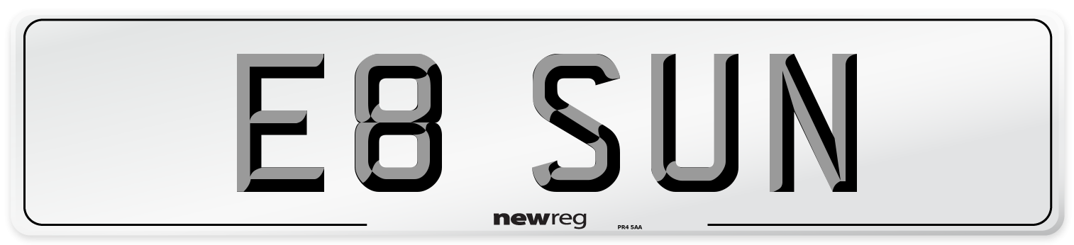 E8 SUN Number Plate from New Reg